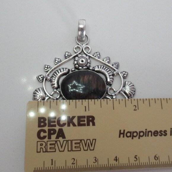 Labradorite ,Crystals & Sterling Silver X-Large Pendant for Necklace - Mystical - Picture 8 of 9